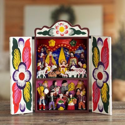 Alternate image for Collectible Peruvian Wood Multicolor Retablo Sculpture Chapel of Quinua
