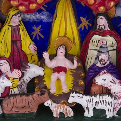 Alternate image for Collectible Peruvian Wood Multicolor Retablo Sculpture Chapel of Quinua