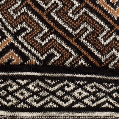 Alternate image for Soft 100 Baby Alpaca Hat with Traditional Inca Pattern Inca Waves