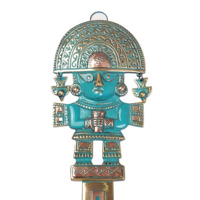 Alternate image for Copper and Bronze Inca Small Wall Art Handcrafted in Peru Inca Tumi