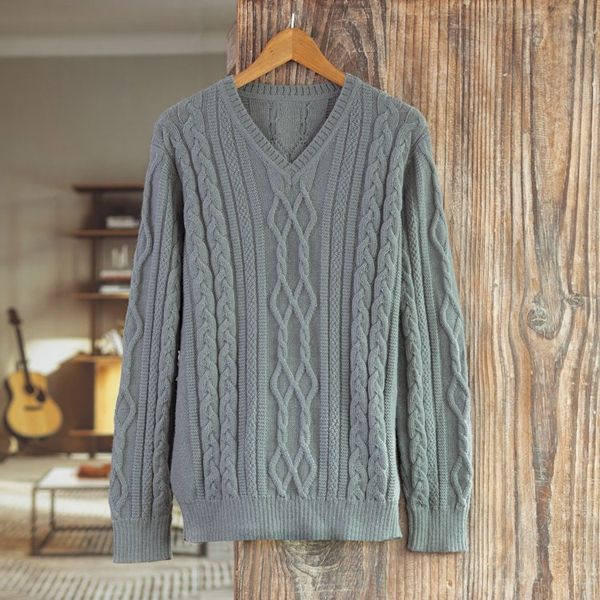 Alternate image for Mens Blue Pullover Sweater Knit in Peru with 100 Alpaca Dusty Blue