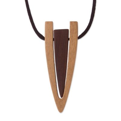 Alternate image for Modern Reclaimed Ipe and Oreja de Leon Wood Pendant Necklace Modern Arrowhead
