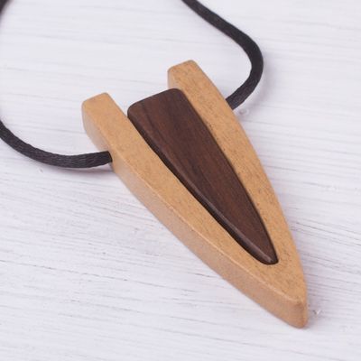 Alternate image for Modern Reclaimed Ipe and Oreja de Leon Wood Pendant Necklace Modern Arrowhead