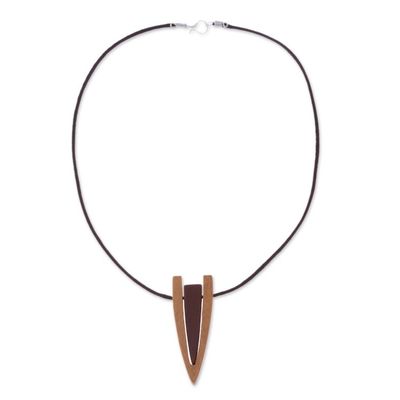 Alternate image for Modern Reclaimed Ipe and Oreja de Leon Wood Pendant Necklace Modern Arrowhead