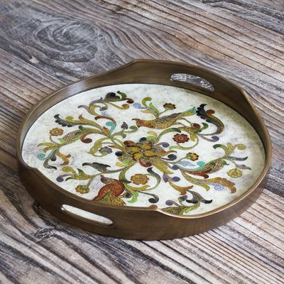 Alternate image for Hand Painted Glass Tray from Peru Birds of Dawn