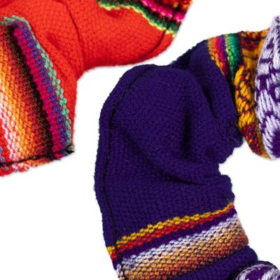 Alternate image for Set of 2 Peruvian Acrylic Scrunchies with Andean Motifs Andes Dual Fantasy