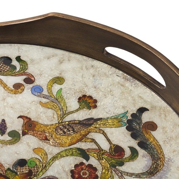 Alternate image for Hand Painted Glass Tray from Peru Birds of Dawn