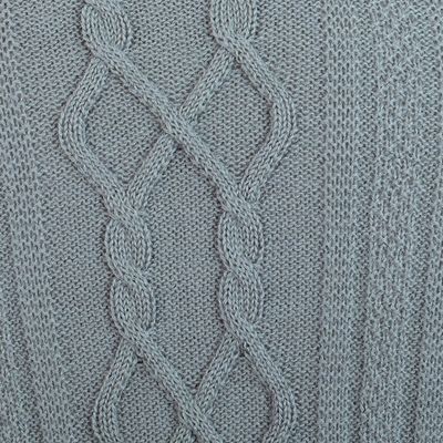 Alternate image for Mens Blue Pullover Sweater Knit in Peru with 100 Alpaca Dusty Blue