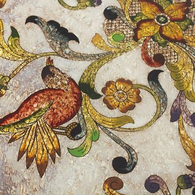 Alternate image for Hand Painted Glass Tray from Peru Birds of Dawn