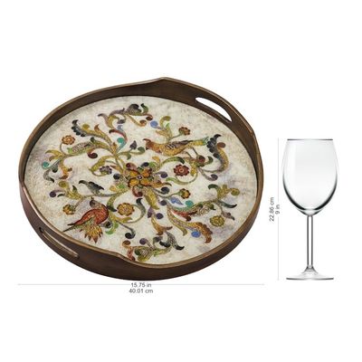 Alternate image for Hand Painted Glass Tray from Peru Birds of Dawn