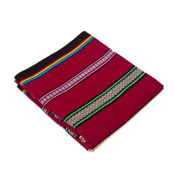 Alternate image for Hand Woven Striped Alpaca Blend Throw Blanket from Peru Cozy Siesta