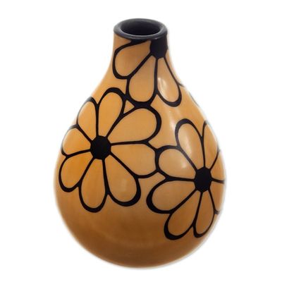 Alternate image for Chulucanas Ceramic Floral Decorative Vase Handmade in Peru Spring Flowers