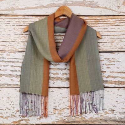 Alternate image for Striped Baby Alpaca Blend Scarf Handloomed in Peru Earthy Ways
