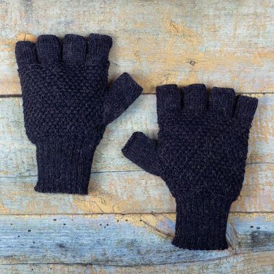 Alternate image for Knit Indigo 100 Baby Alpaca Fingerless Gloves from Peru Indigo Stitches