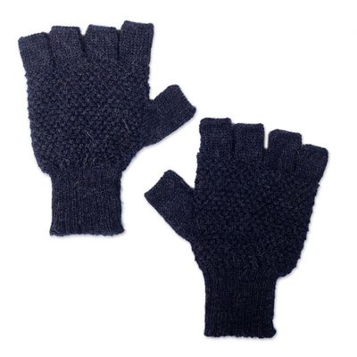 Alternate image for Knit Indigo 100 Baby Alpaca Fingerless Gloves from Peru Indigo Stitches