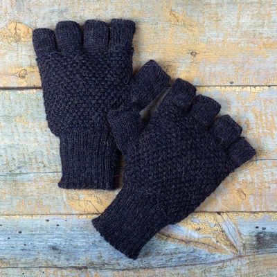 Alternate image for Knit Indigo 100 Baby Alpaca Fingerless Gloves from Peru Indigo Stitches