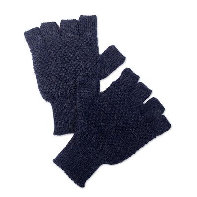 Alternate image for Knit Indigo 100 Baby Alpaca Fingerless Gloves from Peru Indigo Stitches