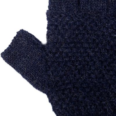 Alternate image for Knit Indigo 100 Baby Alpaca Fingerless Gloves from Peru Indigo Stitches