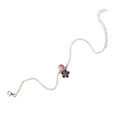 Alternate image for Floral Sterling Silver Pendant Bracelet with Pink Rhodonite Floral Compassion