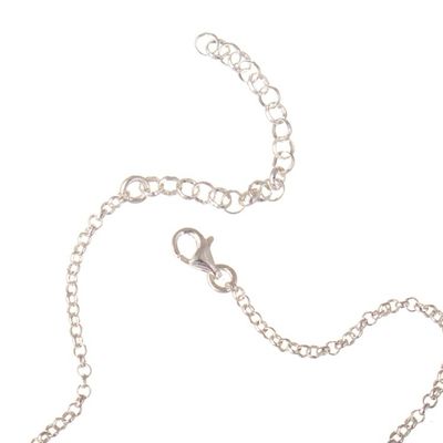 Alternate image for Floral Sterling Silver Pendant Bracelet with Pink Rhodonite Floral Compassion