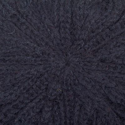 Alternate image for Hand Knit Black 100 Alpaca Beret from Peru Dark Leaves