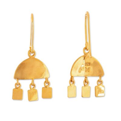 Alternate image for Polished Contemporary Gold-Plated Dangle Earrings from Peru Shimmering Delight