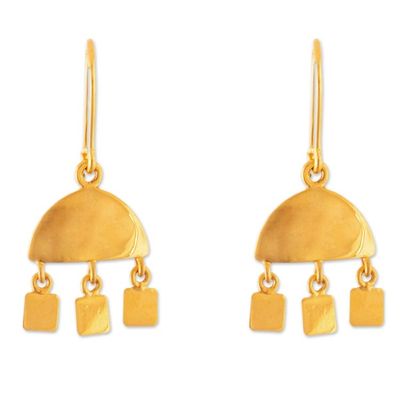 Alternate image for Polished Contemporary Gold-Plated Dangle Earrings from Peru Shimmering Delight