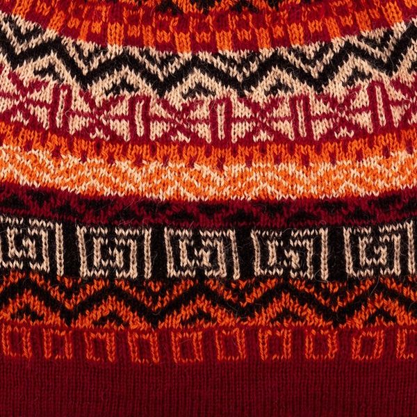 Alternate image for Hand Knit 100 Baby Alpaca Hat in Red Shades from Peru Sunrise in the Andes