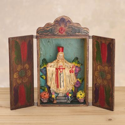 Alternate image for Handmade Folk Art Retablo Sculpture of the Virgen del Carmen Our Lady of Mount Carmel