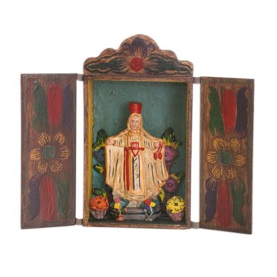 Alternate image for Handmade Folk Art Retablo Sculpture of the Virgen del Carmen Our Lady of Mount Carmel
