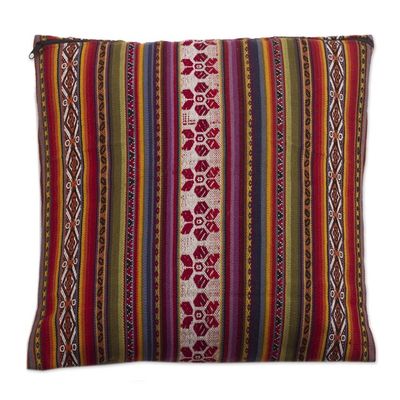 Alternate image for Alpaca Blend Hand-woven Multicolor Geometric Cushion Cover Cuzco Floral Rainbow