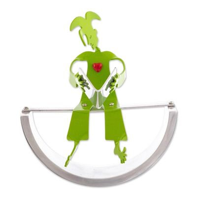 Alternate image for Harlequin Loves Reading Green Aluminum Handcrafted Sculpture Good Read