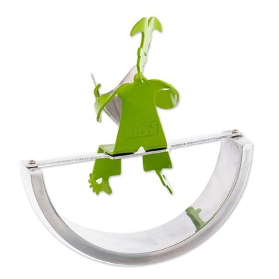 Alternate image for Harlequin Loves Reading Green Aluminum Handcrafted Sculpture Good Read