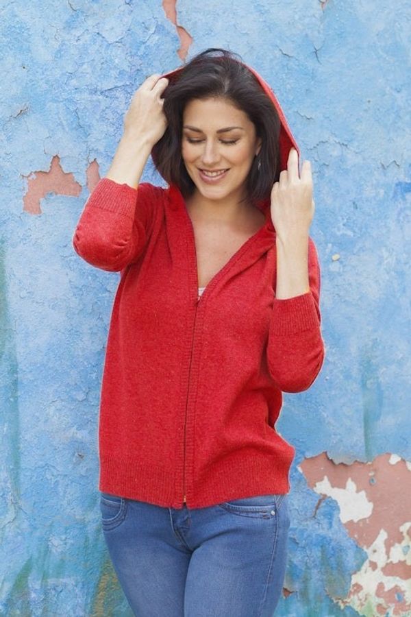 Image for Cotton Blend Hoodie in Cardinal Red from Peru Casual Comfort in Red