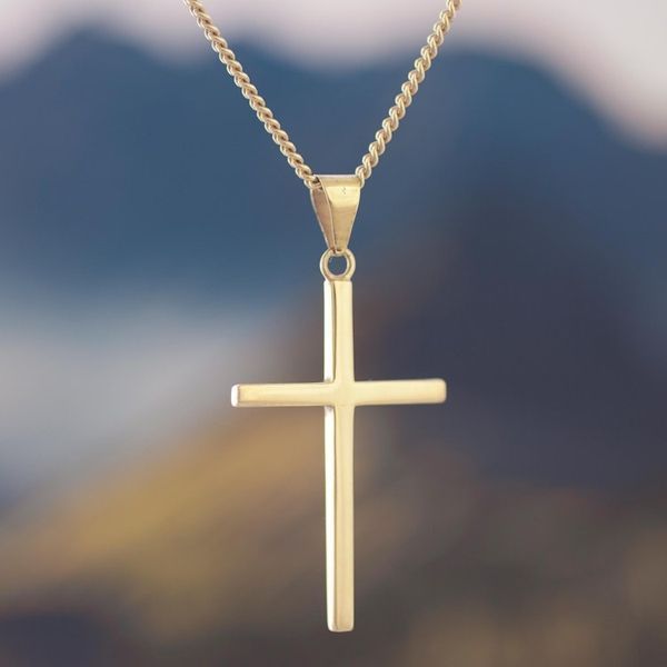 Alternate image for Gold Plated Silver Cross Pendant Necklace from Peru Faith In God