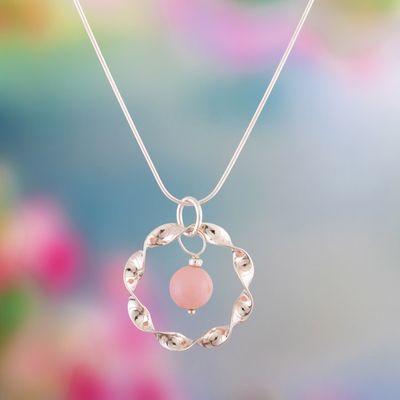Alternate image for Polished Sterling Silver Pendant Necklace with Opal Stone Protective Aura