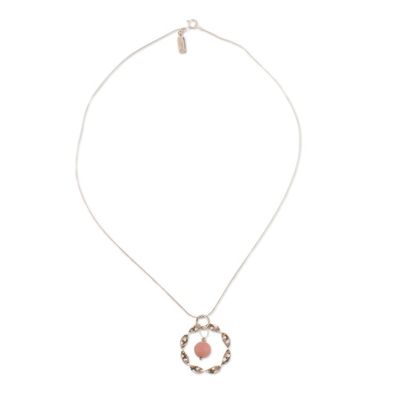 Alternate image for Polished Sterling Silver Pendant Necklace with Opal Stone Protective Aura