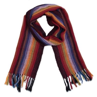 Alternate image for Rainbow 100 Alpaca Striped Scarf from Peru Andean Rainbow