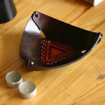 Alternate image for Triangular Hand Tooled Leather Catch All from Peru Pyramid Chains