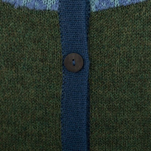 Alternate image for 100 Alpaca Green Yoke Cardigan From Peru Andean Forests