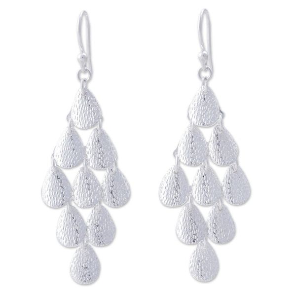 Alternate image for Modern Sterling Silver Chandelier Earrings Vital Rain