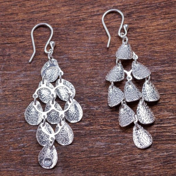 Alternate image for Modern Sterling Silver Chandelier Earrings Vital Rain