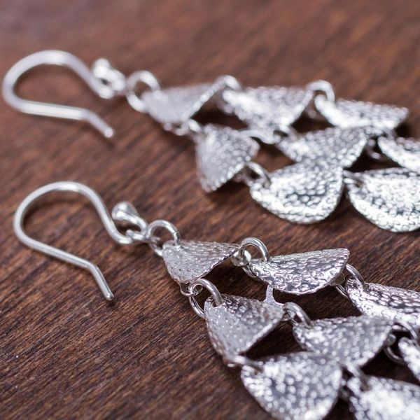 Alternate image for Modern Sterling Silver Chandelier Earrings Vital Rain