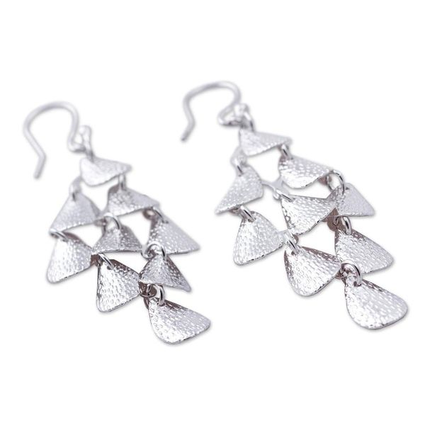 Alternate image for Modern Sterling Silver Chandelier Earrings Vital Rain