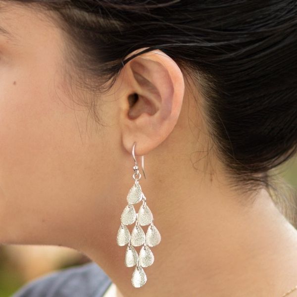 Alternate image for Modern Sterling Silver Chandelier Earrings Vital Rain