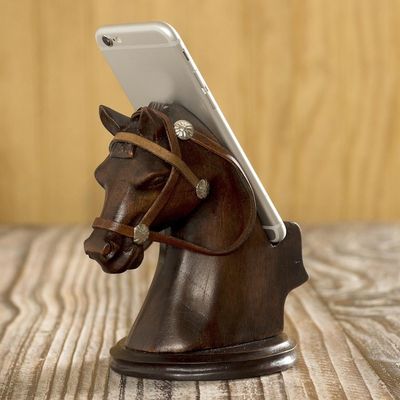 Alternate image for Hand Carved Horse Cellphone Holder Indomitable Force