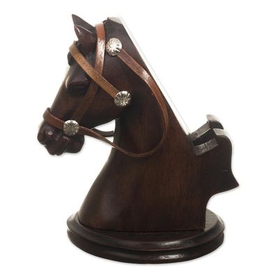 Alternate image for Hand Carved Horse Cellphone Holder Indomitable Force