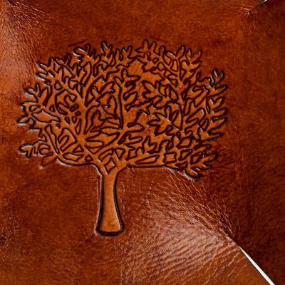 Alternate image for Squared Brown Hand Tooled Leather Catchall from Peru Sienna Tree