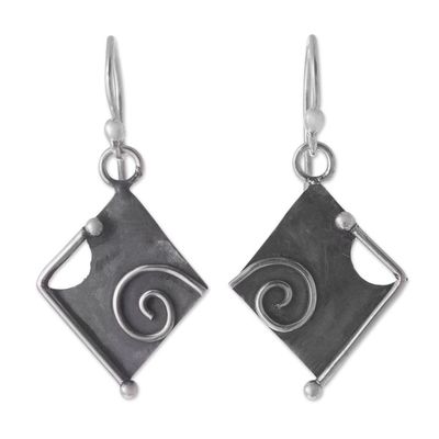 Alternate image for Peruvian Modern Style Sterling Silver Dangle Earrings Freeform Beauty