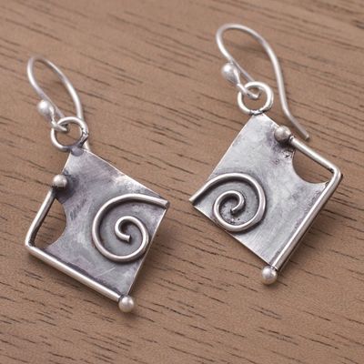 Alternate image for Peruvian Modern Style Sterling Silver Dangle Earrings Freeform Beauty